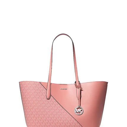 Michael Kors Women's Avalon Medium Signature Logo and Smooth Tote Bag Sunset Rose