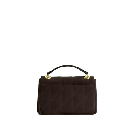 Coach Women's Elodie Crossbody Bag 18 With Quilting Suede/Gold/Ebony