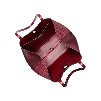 Michael Kors Women's Avalon Medium Metallic and Signature Logo Tote Bag Maroon