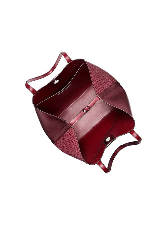 Michael Kors Women's Avalon Medium Metallic and Signature Logo Tote Bag Maroon