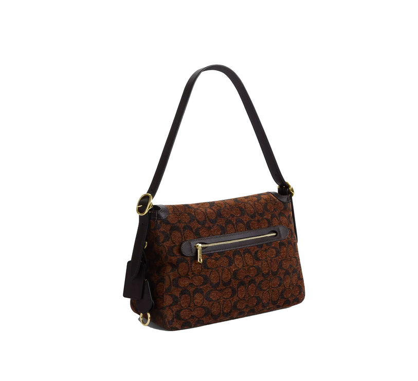 Coach Women's Etta Flap Bag In Signature Chenille Gold/Truffle