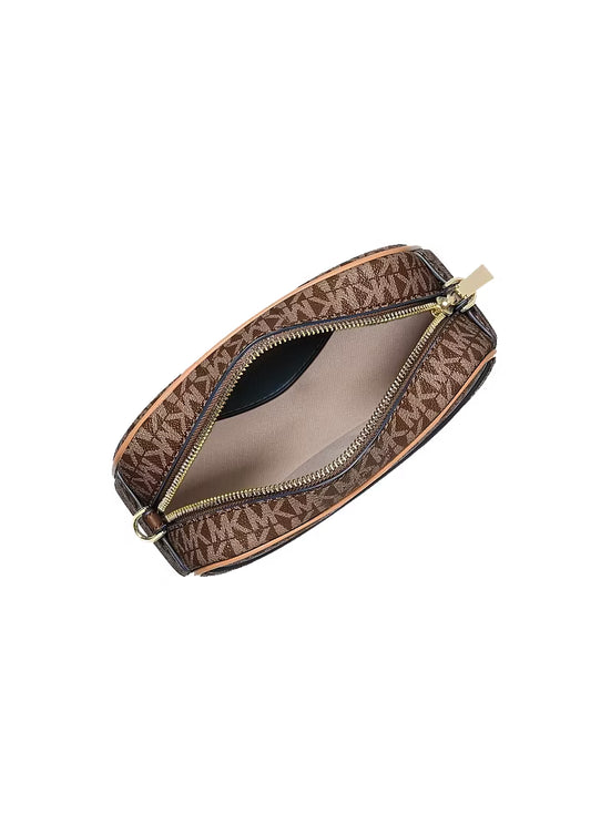 Michael Kors Women's Jet Set Small Signature Logo Camera Crossbody Bag Brown/Acorn