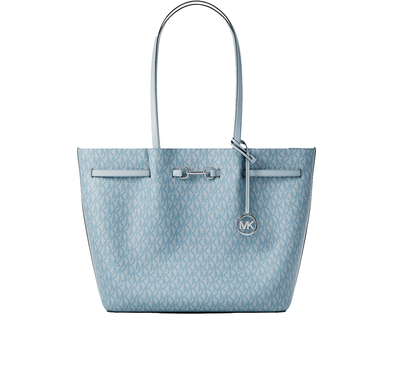 Michael Kors Women's Carson Large Signature Logo Tote Bag Pale Ocean/Silver