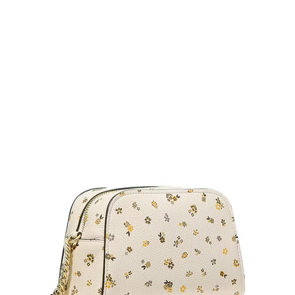 Michael Kors Women's Ashton Extra-Small Floral Printed Camera Crossbody Bag Light Cream/Gold