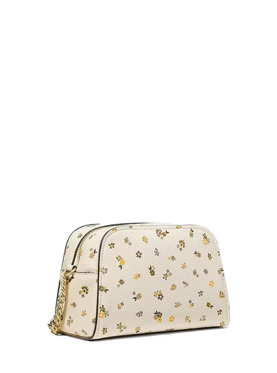 Michael Kors Women's Ashton Extra-Small Floral Printed Camera Crossbody Bag Light Cream/Gold