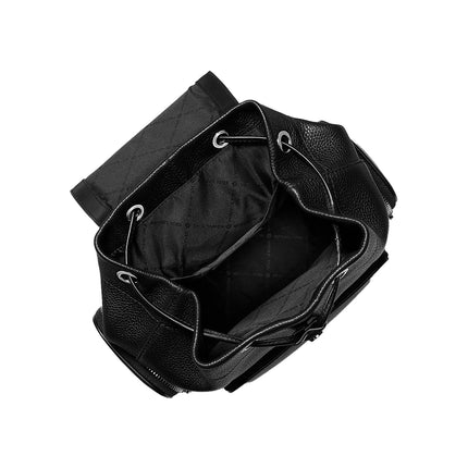 Michael Kors Women's Merritt Small Pebbled Leather Cargo Backpack Black/Silver