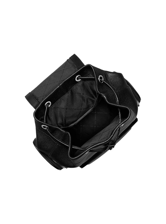 Michael Kors Women's Merritt Small Pebbled Leather Cargo Backpack Black/Silver