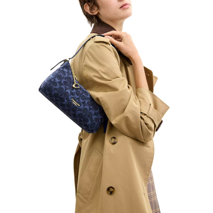 Coach Women's Emeilia Shoulder Bag In Signature Chenille Gold/Navy