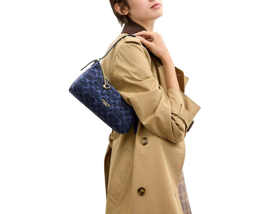Coach Women's Emeilia Shoulder Bag In Signature Chenille Gold/Navy
