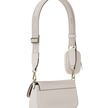 Michael Kors Women's Jet Set Travel Small Pebbled Leather Crossbody Bag With Pouch Light Cream/Gold