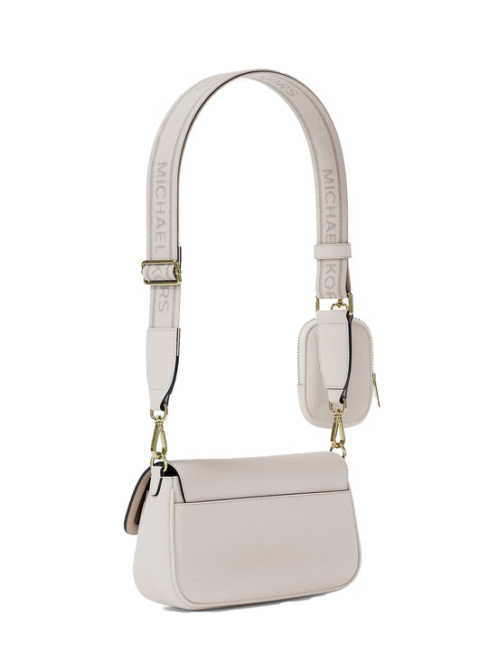 Michael Kors Women's Jet Set Travel Small Pebbled Leather Crossbody Bag With Pouch Light Cream/Gold