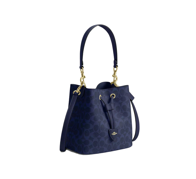 Coach Women's Rowan Bucket Bag In Signature Canvas Gold/Navy