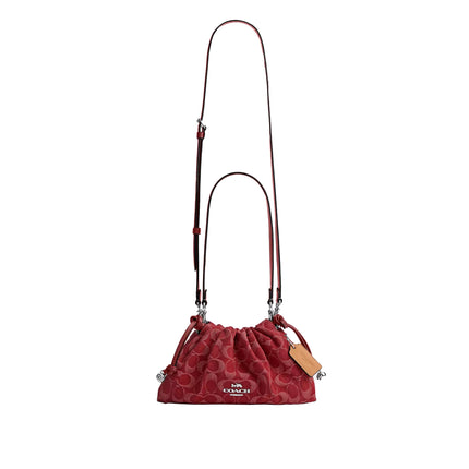 Coach Women's Faye Shoulder Bag In Signature Denim Silver/True Red
