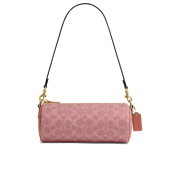 Coach Women's Barrel Bag In Signature Canvas Brass/Melon Pink