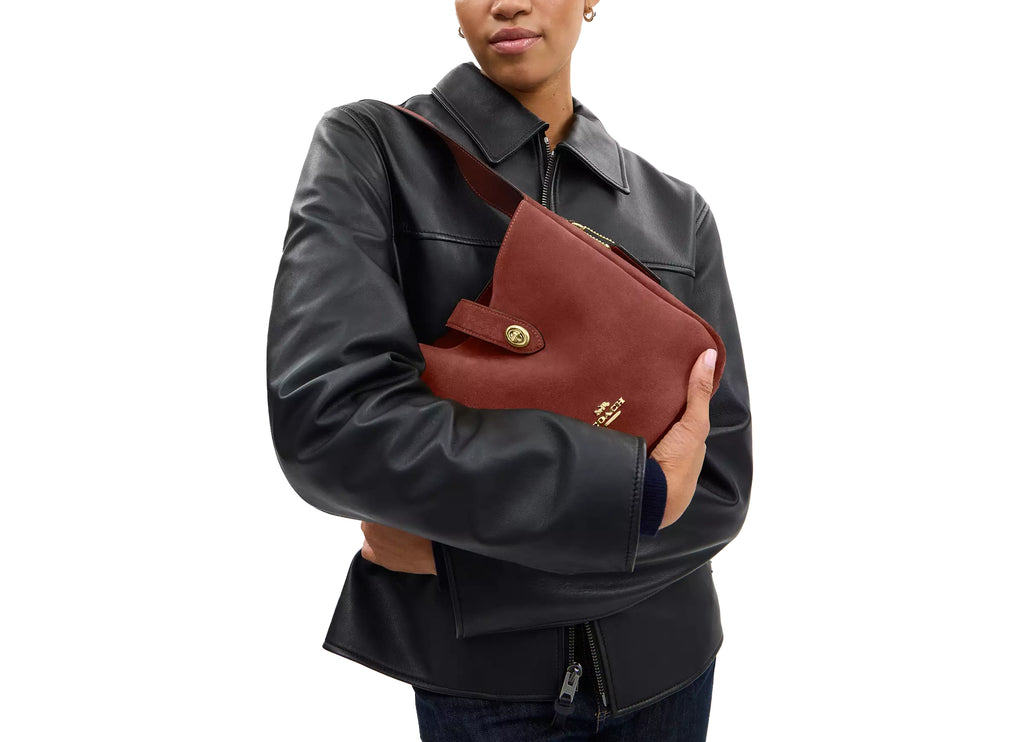 Coach Women's Hadley Convertible Crossbody Bag Suede/Gold/Clay