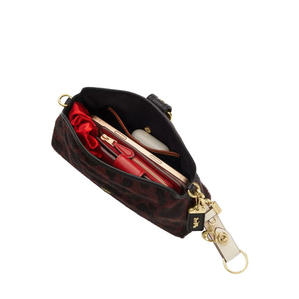 Coach Women's Abbie Shoulder Bag In Haircalf With Leopard Print Gold/Dark Leopard