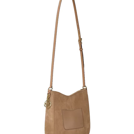 Michael Kors Women's Nayla Medium Suede Messenger Bag Camel/Gold
