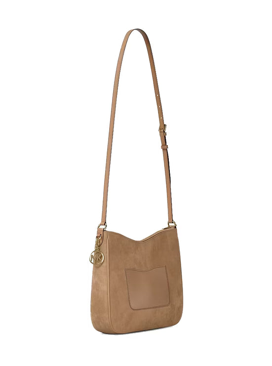 Michael Kors Women's Nayla Medium Suede Messenger Bag Camel/Gold