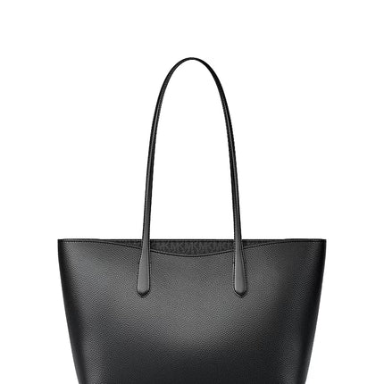 Michael Kors Women's Arden Large Pebbled Leather Tote Bag Black/Silver