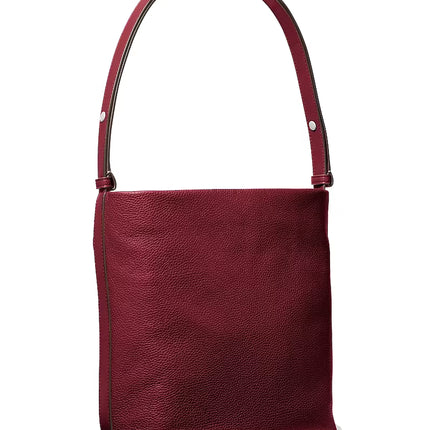 Michael Kors Women's Roey Medium Pebbled Leather Bucket Messenger Bag Maroon