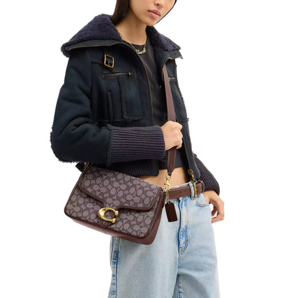 Coach Women's Soft Tabby Shoulder Bag In Signature Jacquard Brass/Oak Maple