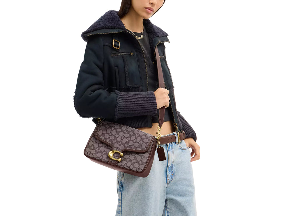Coach Women's Soft Tabby Shoulder Bag In Signature Jacquard Brass/Oak Maple