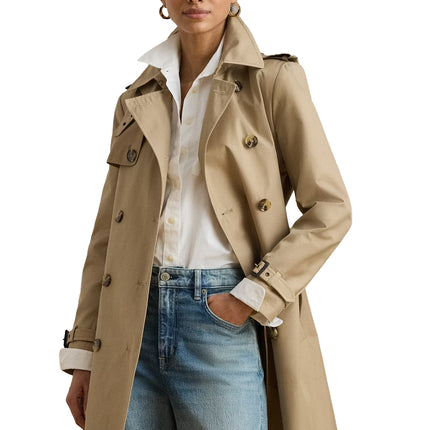 Polo Ralph Lauren Women's Double-Breasted Cotton-Blend Trench Coat Sand