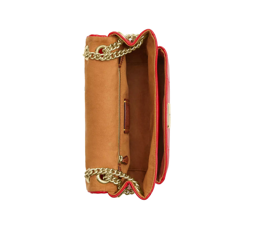 Coach Women's Elodie Crossbody Bag 24 With Quilting Gold/Candy Apple