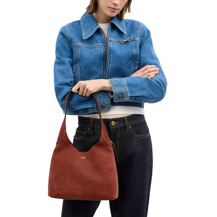 Coach Women's Brooklyn Shoulder Bag 28 Suede/Brass/Clay