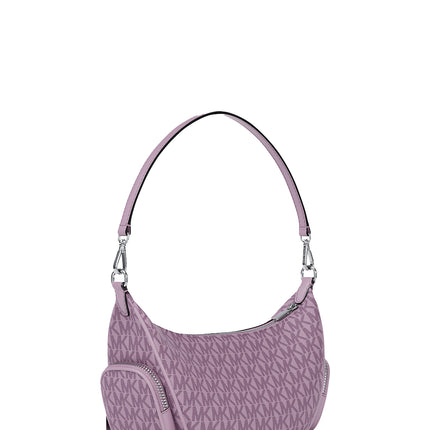 Michael Kors Women's Merritt Small Signature Logo Convertible Shoulder Bag Light Quartz/Silver