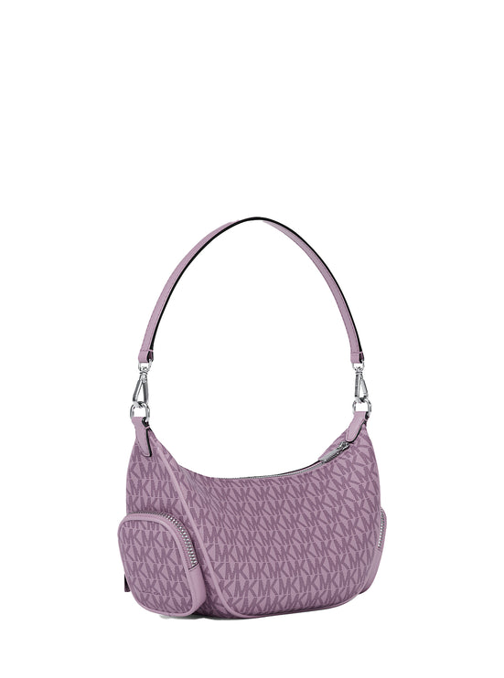 Michael Kors Women's Merritt Small Signature Logo Convertible Shoulder Bag Light Quartz/Silver