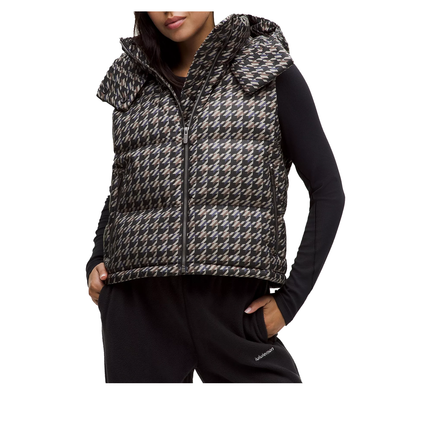 lululemon Women's Wunder Puff 600-Down-Fill Cropped Vest Graphic Horizon Houndstooth Brown Multi