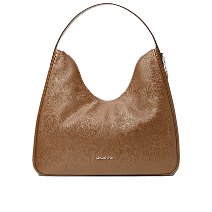 Michael Kors Women's Nayla Medium Pebbled Leather Hobo Shoulder Bag Driftwood/Silver