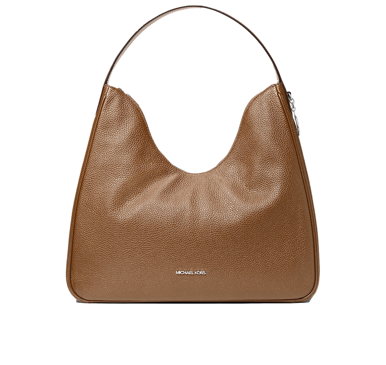 Michael Kors Women's Nayla Medium Pebbled Leather Hobo Shoulder Bag Driftwood/Silver