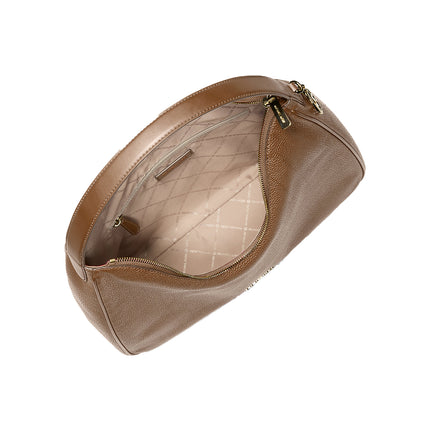 Michael Kors Women's Nayla Medium Pebbled Leather Hobo Shoulder Bag Driftwood/Silver