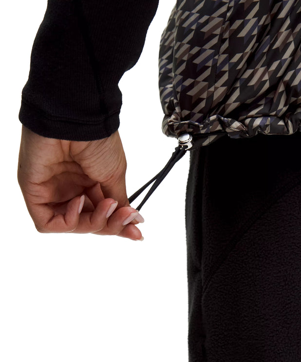 lululemon Women's Wunder Puff 600-Down-Fill Cropped Vest Graphic Horizon Houndstooth Brown Multi