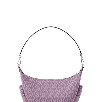 Michael Kors Women's Merritt Small Signature Logo Convertible Shoulder Bag Light Quartz/Silver