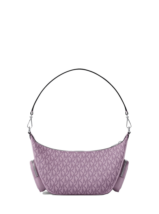 Michael Kors Women's Merritt Small Signature Logo Convertible Shoulder Bag Light Quartz/Silver