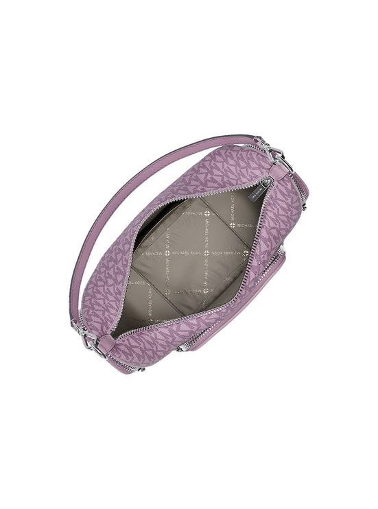 Michael Kors Women's Merritt Small Signature Logo Convertible Shoulder Bag Light Quartz/Silver