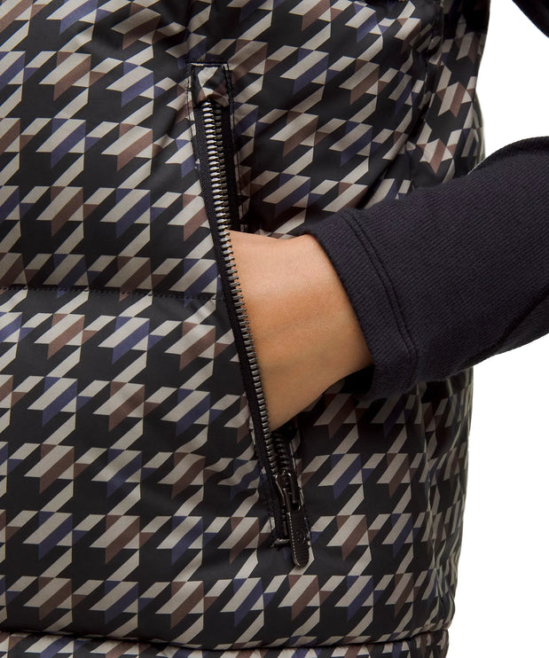 lululemon Women's Wunder Puff 600-Down-Fill Cropped Vest Graphic Horizon Houndstooth Brown Multi