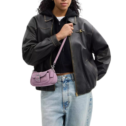Coach Women's Ashton Mini Shoulder Bag Suede/Silver/Light Violet