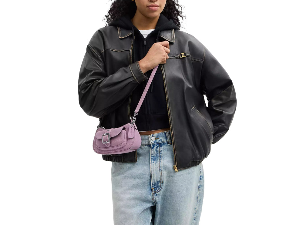 Coach Women's Ashton Mini Shoulder Bag Suede/Silver/Light Violet