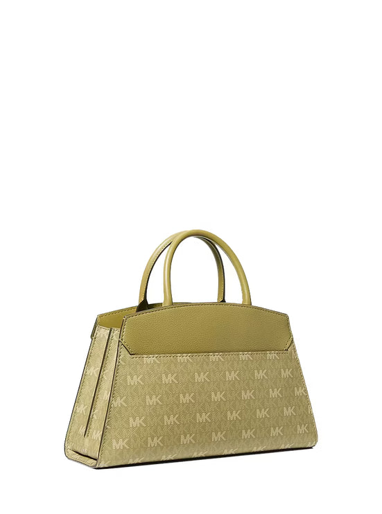 Michael Kors Women's Greta Medium Signature Logo Satchel Bag Oregano