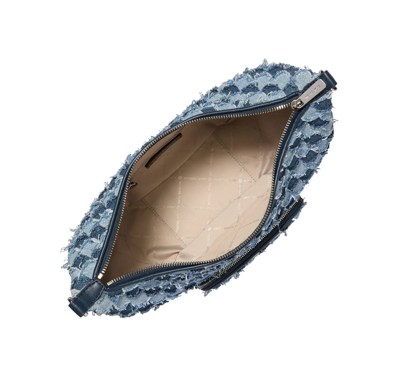 Michael Kors Women's Merritt Medium Patchwork Denim Convertible Shoulder Bag Washed Denim