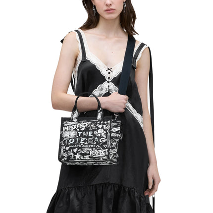 Marc Jacobs Women's The Punk Scribble Canvas Small Tote Bag Black