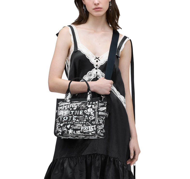 Marc Jacobs Women's The Punk Scribble Canvas Small Tote Bag Black