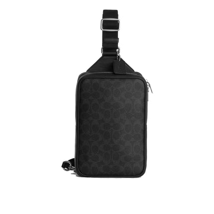 Coach Unisex Ray Pack 17 In Signature Canvas Silver/Black Signature
