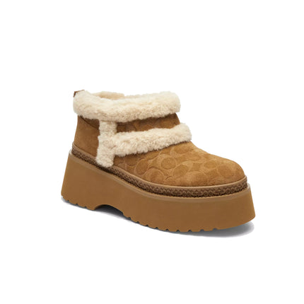 Coach Women's Christina Bootie In Signature Suede Tobacco