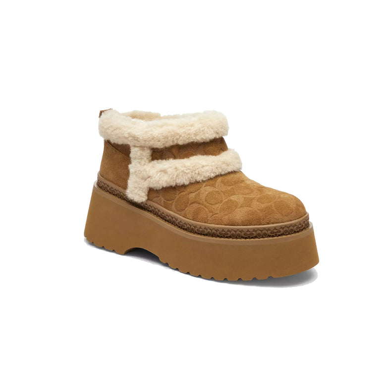 Coach Women's Christina Bootie In Signature Suede Tobacco