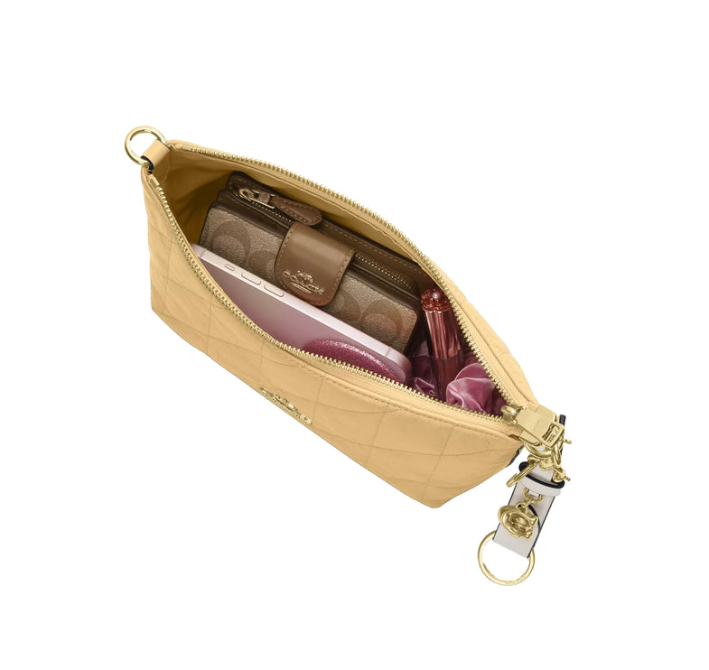 Coach Women's Caitlin Shoulder Bag With Quilting Gold/Soft Yellow